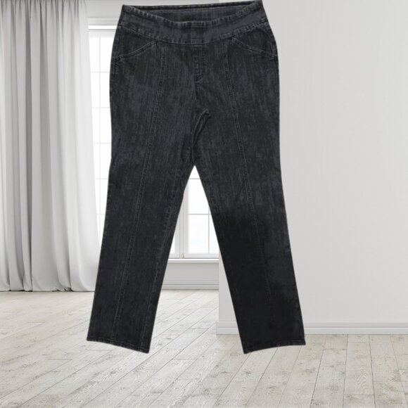 D & Co. Denim&Co Black Acid Wash Pull On Jeans Jeggings Pus Size 16 - Picture 1 of 8